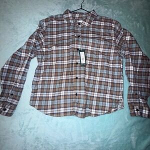 Alpine Design Womens Midweight Flannel Brown Fall River Plaid Size L NWT